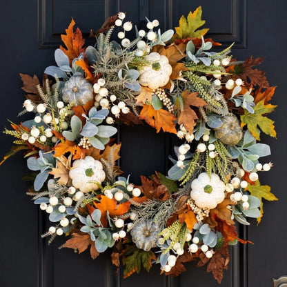 Artificial Eucalyptus & Pumpkin Fall Wreath for Door