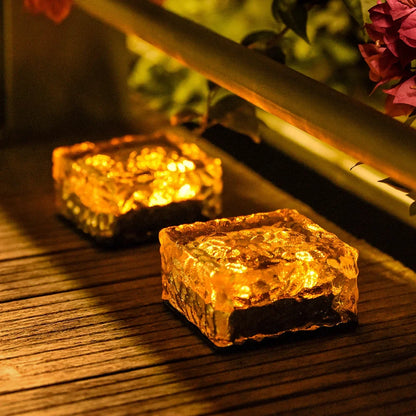 4-LED Solar Ice Brick Lamp - Garden & Pathway Light