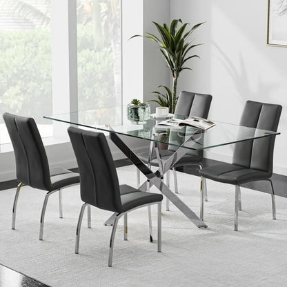 47-Inch Tempered Glass Dining Table with Chromed Legs