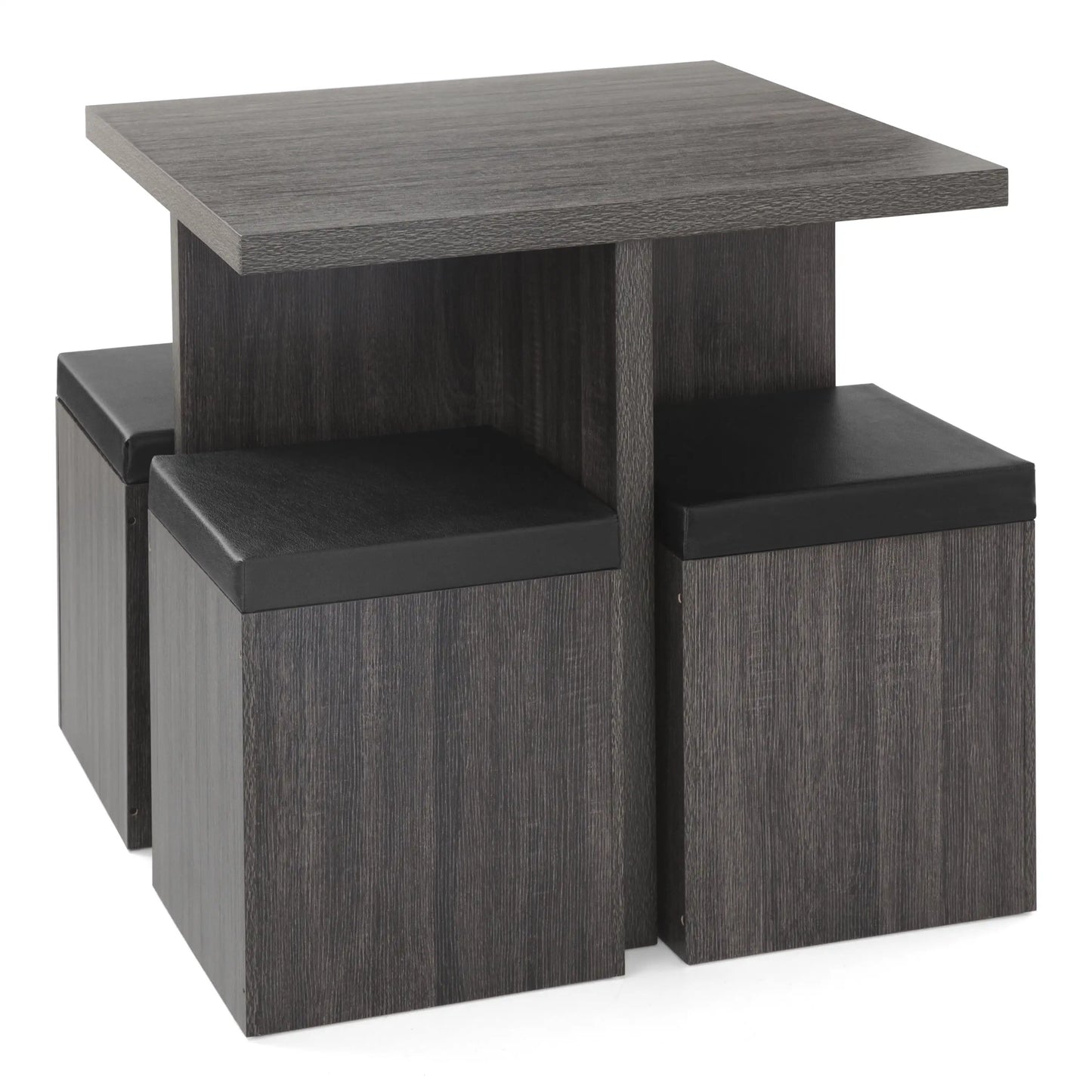 5-Piece Dexter Dining Set with Storage Ottoman – MDF Construction