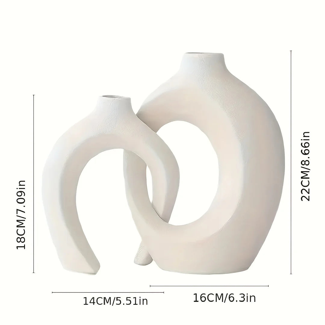 Hollow Nordic Ceramic Vase Set of 2