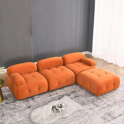 Modular Sectional Sofa,93"Green Velvet Sectional Cloud Couches for Living Room,Modern L-Shaped Sofa for Bedroom Apartment Office