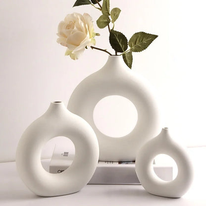 1pc Imitation Ceramic Pure White Vase Decorative Vasen Single Branch Flower Arranging Ornament New Design Flowerpot Table Decor