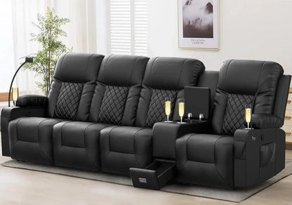 Living Room Sofa Set, 3 Seat Reclining Sofa and 2PC 360° Swivel Recliner Chair with Heat and Massage for Living Room Sofa
