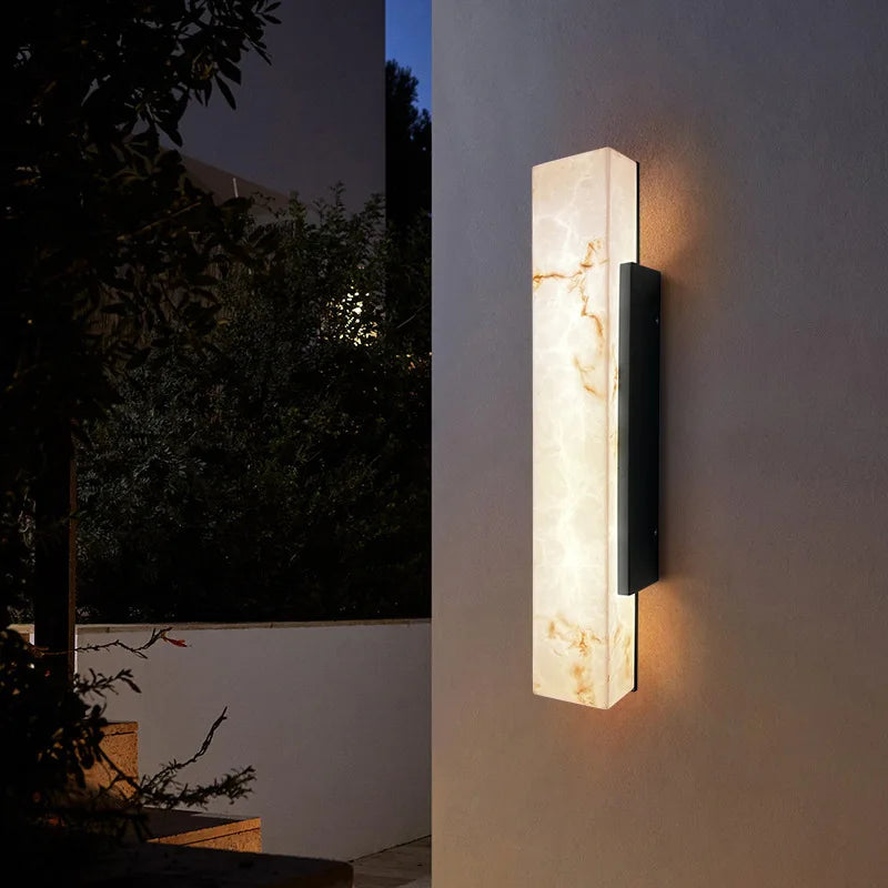 LED Stainless Steel Wall Lamp Modern Minimalist Waterproof IP65 AC110V 220V Lmitated Marble Porch Light For Outdoor Lighting