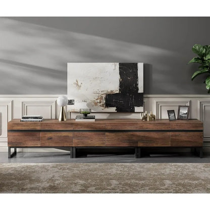 Modern TV Stand for TVs up to 110 inch, 3 in 1 Entertainment Center TV Console with Storage Cabinets and Metal Base