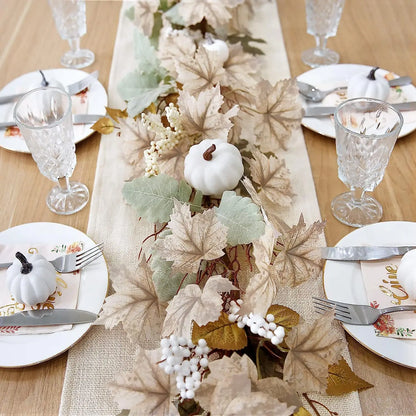 Fall Garland with Maple Leaves, Pumpkins and Berries for Home Decor