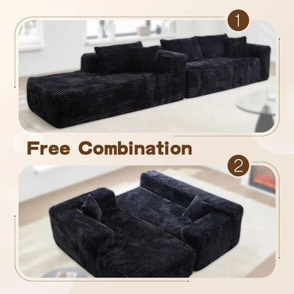 Modular Sectional Sofa Couch,L-Shape Upholstered Cloud Couch,Modern Minimalist Couches for Living Room Sherpa/Left Facing Chaise