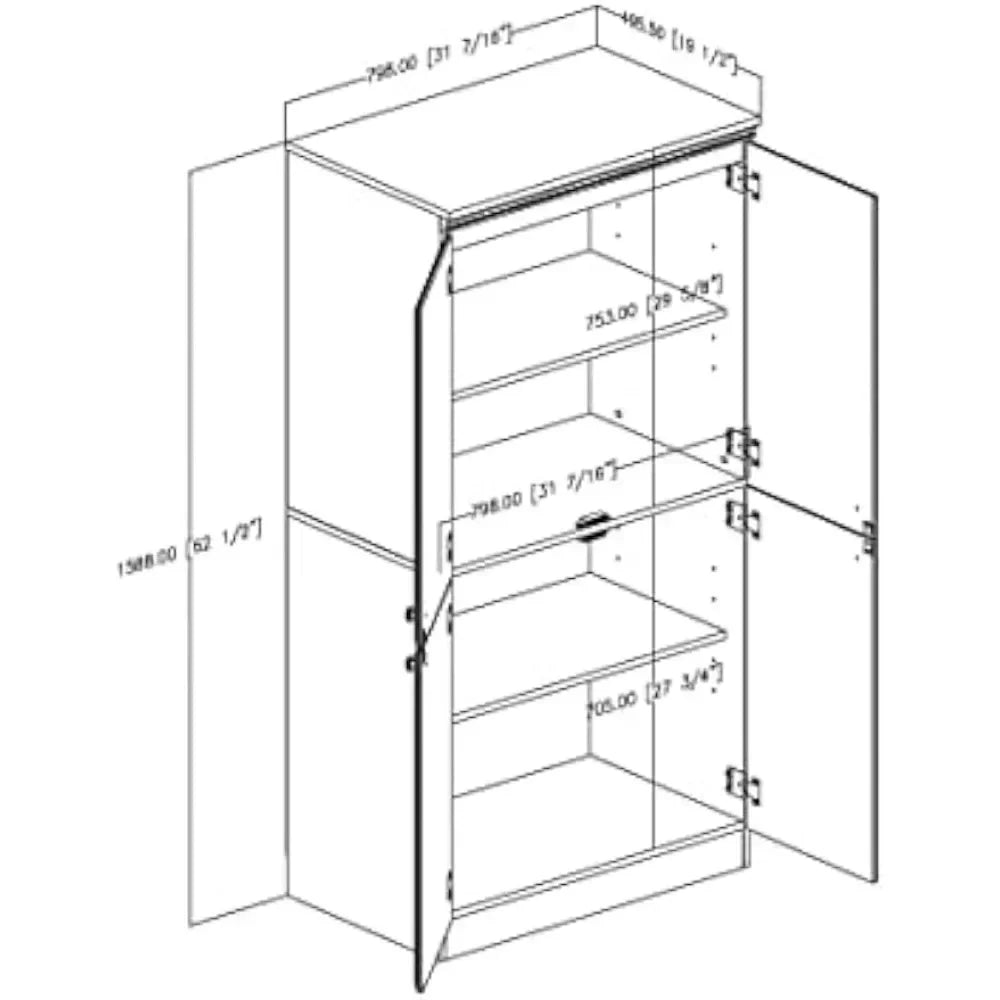 Tall 4-Door Storage Cabinet with Adjustable Shelves, Royal Cherry