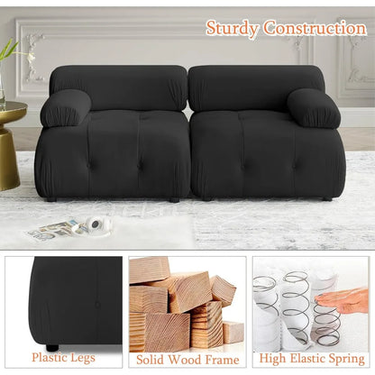 Modular Sectional Sofa,93"Green Velvet Sectional Cloud Couches for Living Room,Modern L-Shaped Sofa for Bedroom Apartment Office