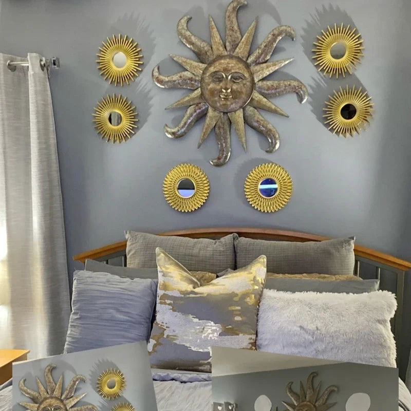 3pcs Gold Sunflower Mirrors – Wall Decor for Home, Bedroom, Bathroom