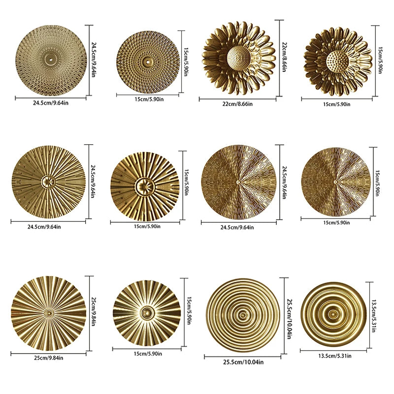 Round Golden Metal Wall Pendant – Irregular Iron Decor for Living Room & Office