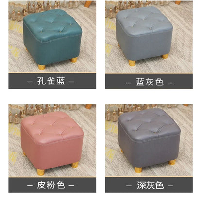 Nordic Tech Cloth Stool Household Coffee Table Stool Solid Wood Low Shoe Changing Stools Living Room Sofa Stools Square Ottomans