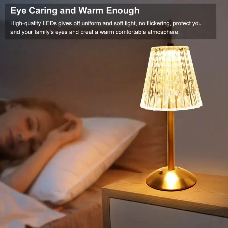 Rechargeable Crystal Diamond Touch Table Lamp