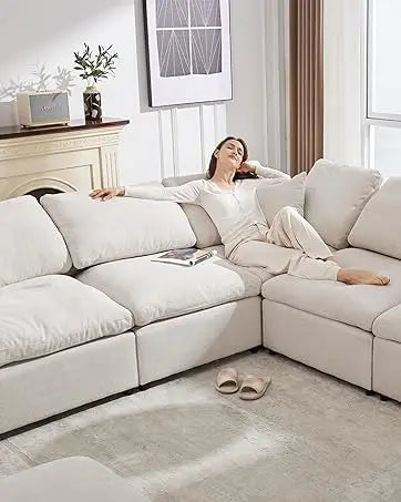 Convertible Sectional Couches for Living Room, L-Shaped Couch 3 Seats Sofas with Storage Chaise & 2 Cup Holders  home furniture