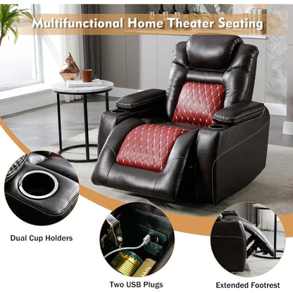 Power Recliner Chair With Adjustable Powered Headrest Set Of 3,Electric Faux Leather Home Theater Seating Overstuffed Reclin