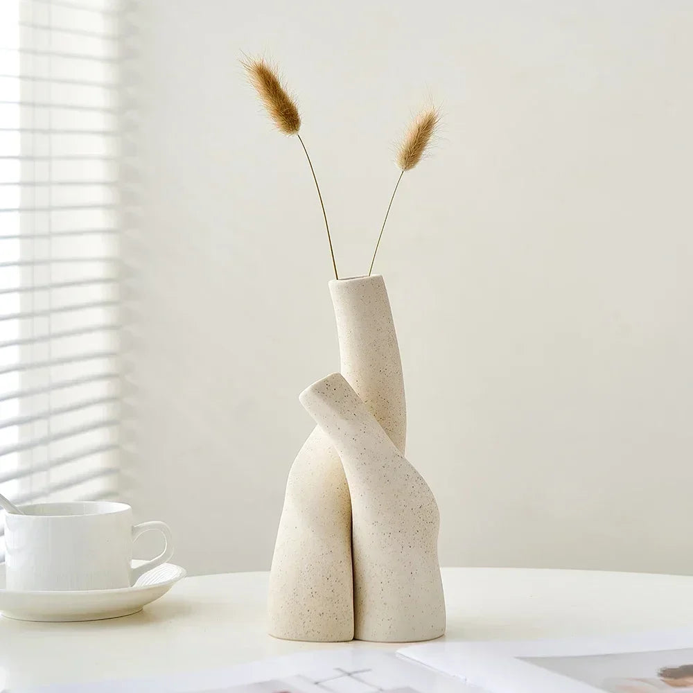 Modern Irregular Ceramic Vase – Frosted Design