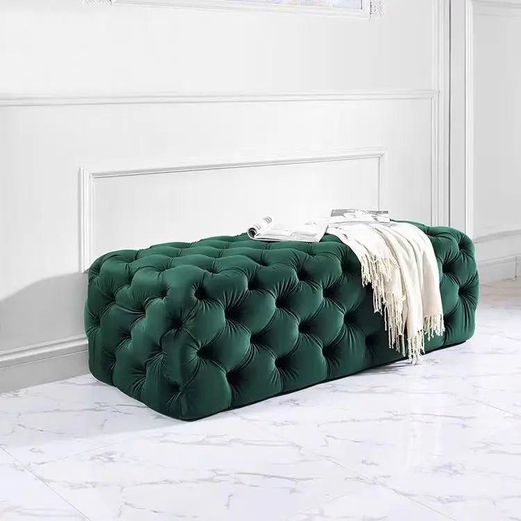 Velvet Sofa Stool Furniture Nordic Button Stool Long Sofa Stool Footrest Puff Seat For T