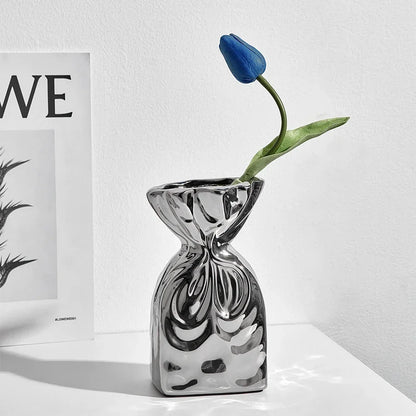 Modern Electroplated Ceramic Vase – Trendy Home & Office Decor