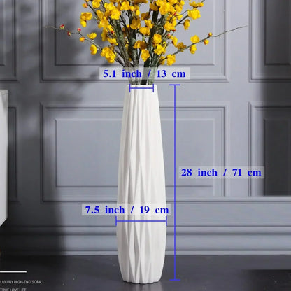 Ceramic White Tall Floor Vase 28 Inches,Modern Large Flower Tall Vases for Office, Home,Farmhouse,Living Room