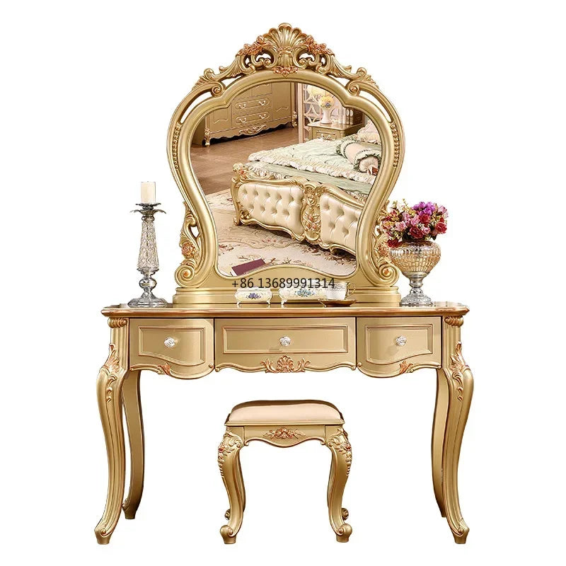 European dressing table stool multifunctional dressing table Princess Garden bedroom luxury champagne gold