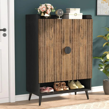 ShoeCabinet with Doors,7-Tier Shoe Storage Cabinet with Adjustable Shelves,Wooden Shoes Rack Shoefor Entryway,Closet,Living Room
