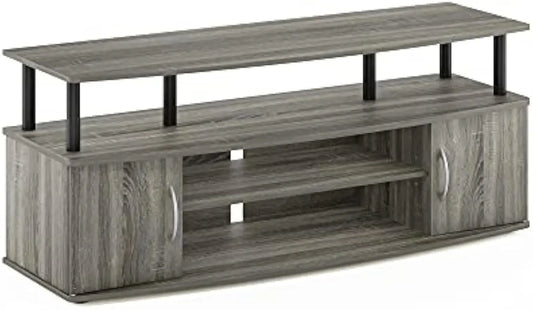 Large Entertainment Stand for TV Up to 55 Inch, French Oak Grey/Black