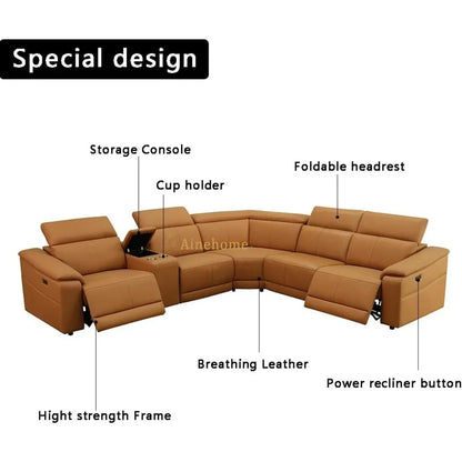 Sectional Sofa Couch for Living Room, Recliner Sofa Set, Reclining Corner Sectional Sofa Set with Storage Console Living Room