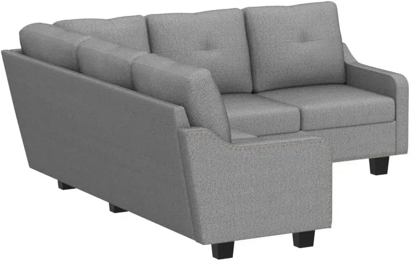 Convertible Sectional Sofa L Shaped Couch for Small Apartment Reversible Sectional Couch for Living Room Light Grey