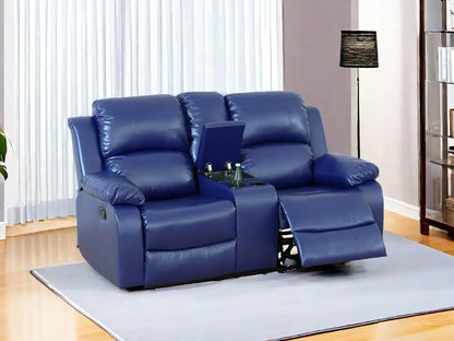 Sofa Set Living Room Furniture Reclining Couch Set with Cup Holders/Storage Console/Drop Down Table Fabric Recliner Sofa Set