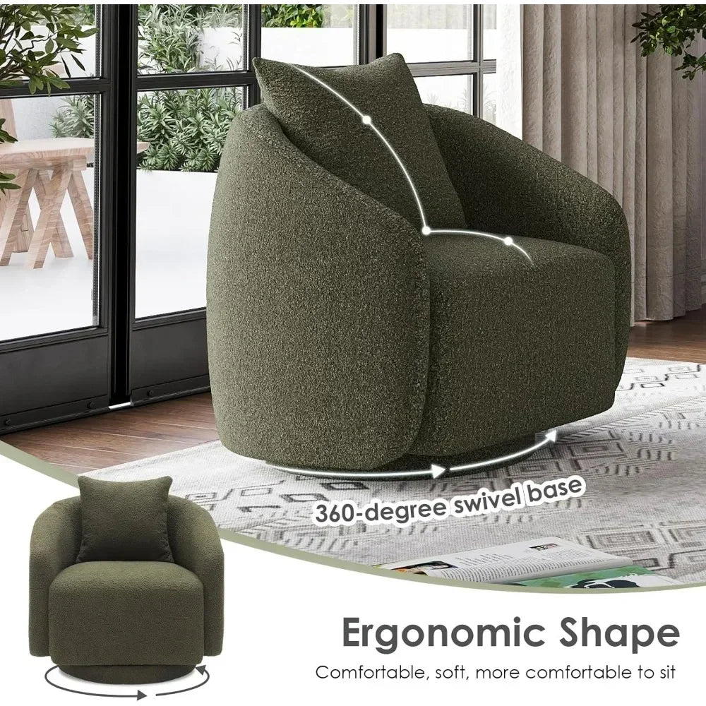 Swivel Barrel Accent Chair - Living Room, Bedroom, Office