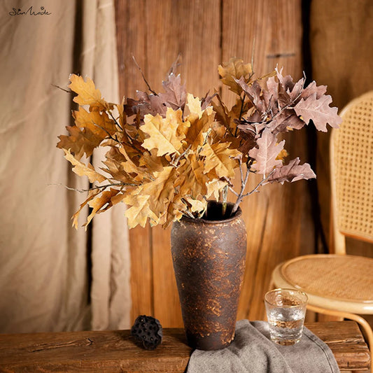 SunMade Dried Oak Leaf Branch - Vintage Artificial Fall Decor