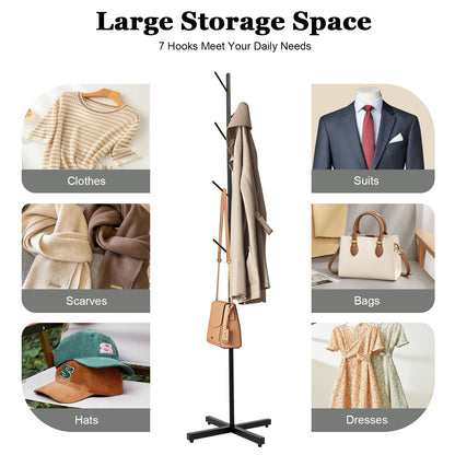 Free-Standing Clothes and Hats Rack Tree-shaped Clothes Rack Metal Coat Rack