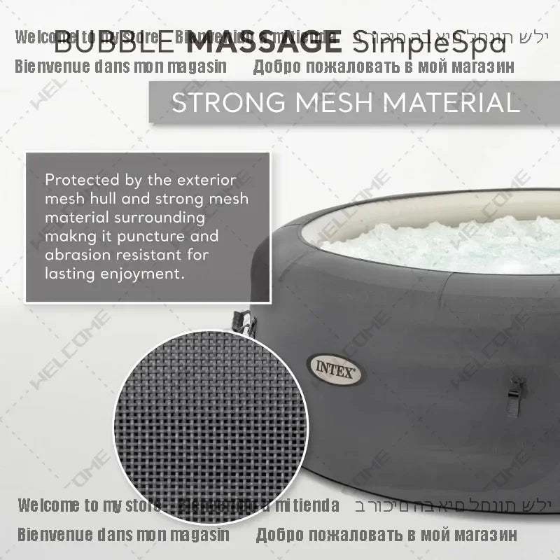 Bubble Massage Inflatable Round Hot Tub Relaxing Outdoor Water Spa with Soothing Jets Insulated Cover