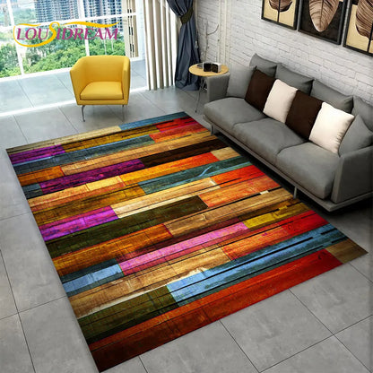 3D Wood Grain Retro Area Rug Large, Carpet Rug for Living Room, Kids Bedroom, Sofa, Decor