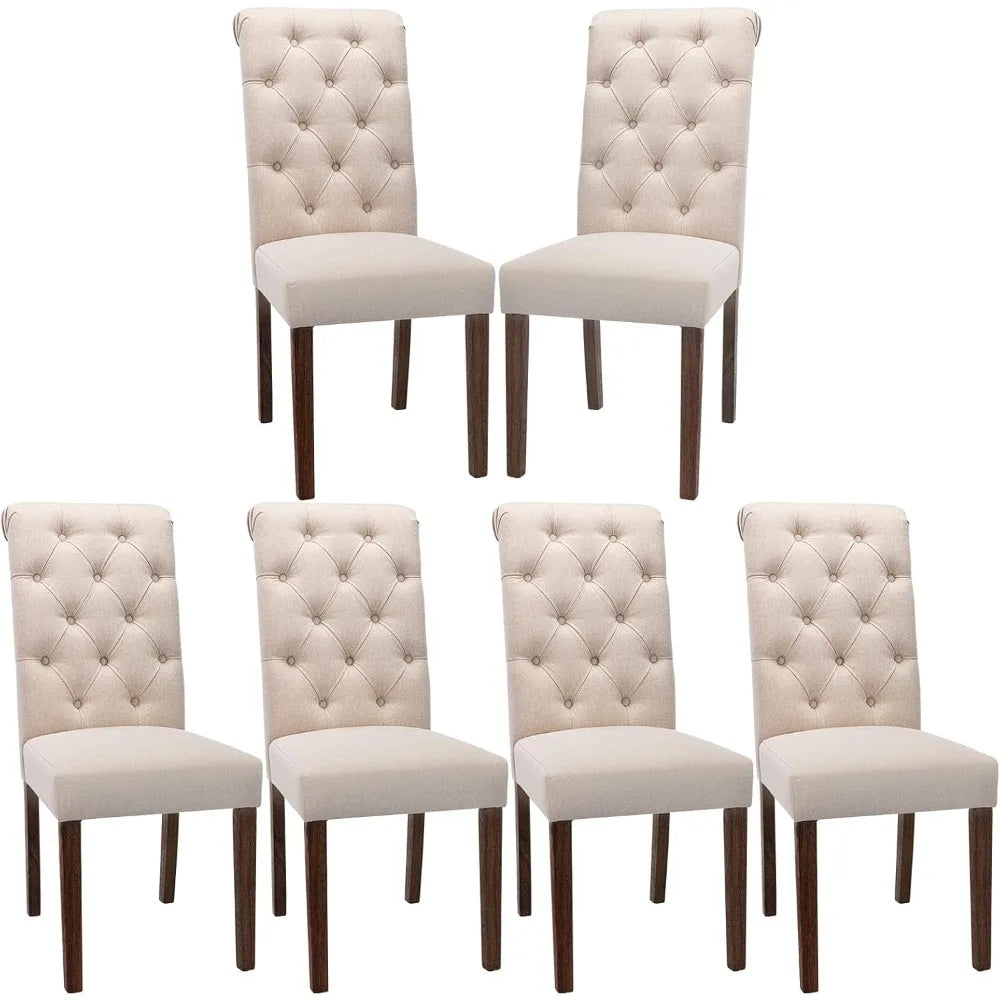 Button Tufted Dining Chairs Set of 6, Accent Parsons Diner Chair Upholstered Fabric Dining Room Chairs