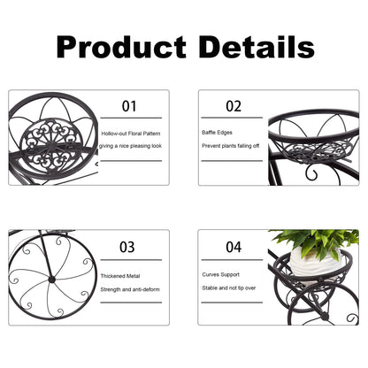 3 Tier Metal Tricycle Plant Stand Flower Pot Holder for Home Garden Patio