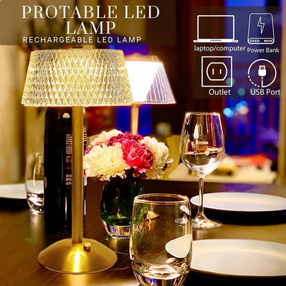 Crystal Diamond LED Table Lamp USB Rechargeable