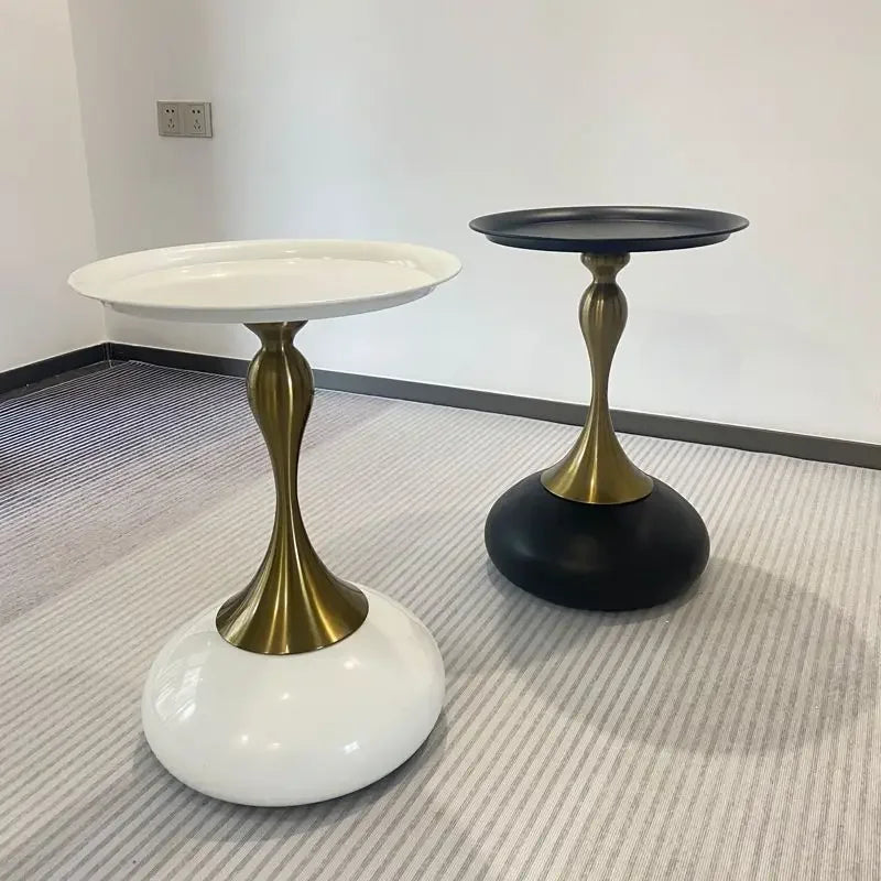 Italian Luxury Small Side Table Living Room Sofa Corner Coffee Tables Round Bedside Mesa Metal Tables Furniture Decoration Mesas