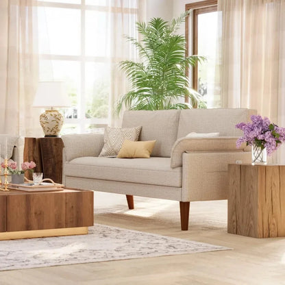 Modern Loveseat with USB Port & Solid Wood Legs