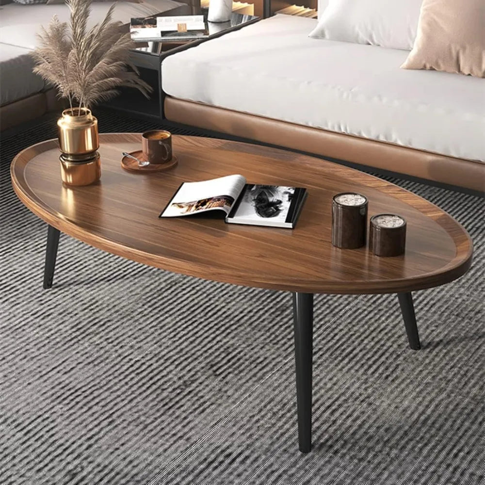 Wooden Coffee Table,Industrial Nesting Tables Oval Coffee Table Tea Table Modern Sofa Table End Tables Apartment Coffee (32")