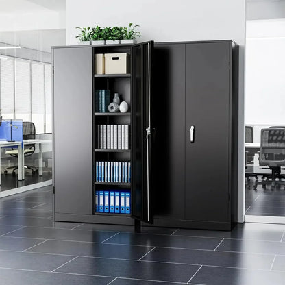 72" Locking Storage Cabinets w/ Doors &4 Shelves for Garage, Steel Lockable File Cabinet Metal Locker for Home Office, Classroom