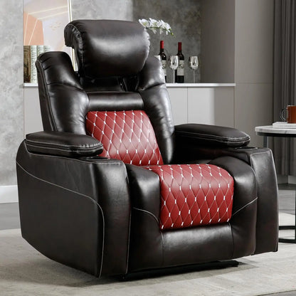 Power Recliner Chair With Adjustable Powered Headrest Set Of 3,Electric Faux Leather Home Theater Seating Overstuffed Reclin