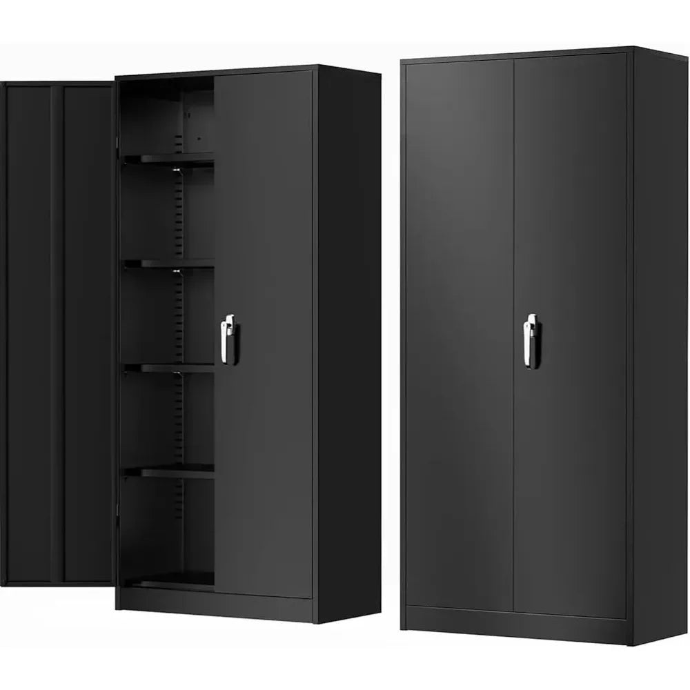 72" Locking Storage Cabinets w/ Doors &4 Shelves for Garage, Steel Lockable File Cabinet Metal Locker for Home Office, Classroom