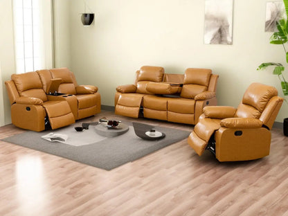 Sofa Set Living Room Furniture Reclining Couch Set with Cup Holders/Storage Console/Drop Down Table Fabric Recliner Sofa Set