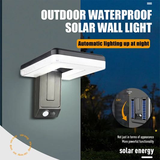 LED Intelligent Human Body Sensing Solar Wall Lamp Simple Courtyard Decoration Lighting Outdoor Waterproof Garden Street Lamp