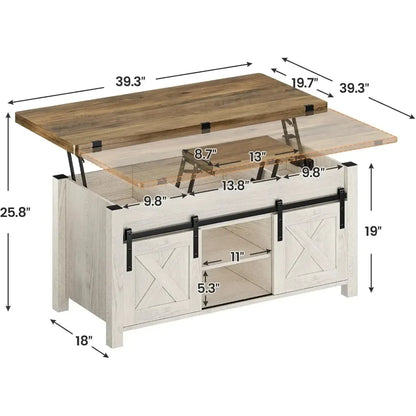 Lift Top Coffee Table 4 in 1 Multi-Function Convertible Coffee Tables with Storage and Hidden Compartment Farmhouse Coffee Table
