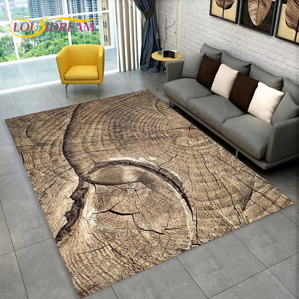 3D Wood Grain Retro Area Rug Large, Carpet Rug for Living Room, Kids Bedroom, Sofa, Decor