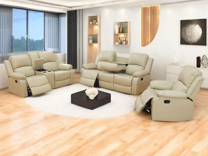 Sofa Set Living Room Furniture Reclining Couch Set with Cup Holders/Storage Console/Drop Down Table Fabric Recliner Sofa Set