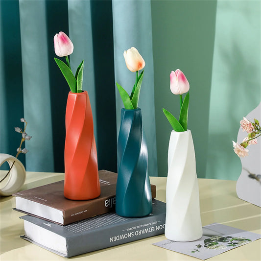 Decorative Vase For Flowers Durable Floral Vase Having Looks Of Ceramic Vase Unbreakable Modern Concise Vase For Dried Flowers